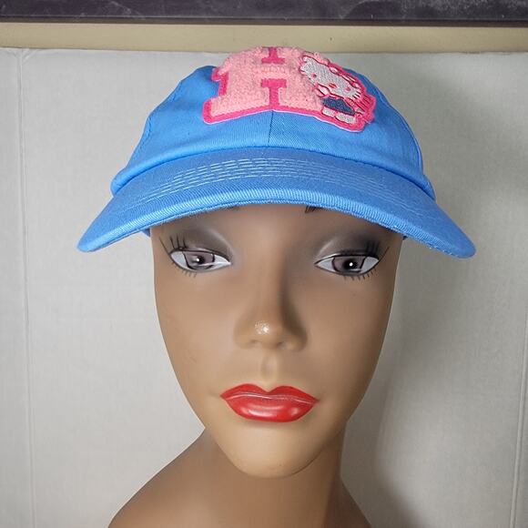 Hello Kitty Adjustable Blue Adult Ballcap Pink "H" - Picture 2 of 8